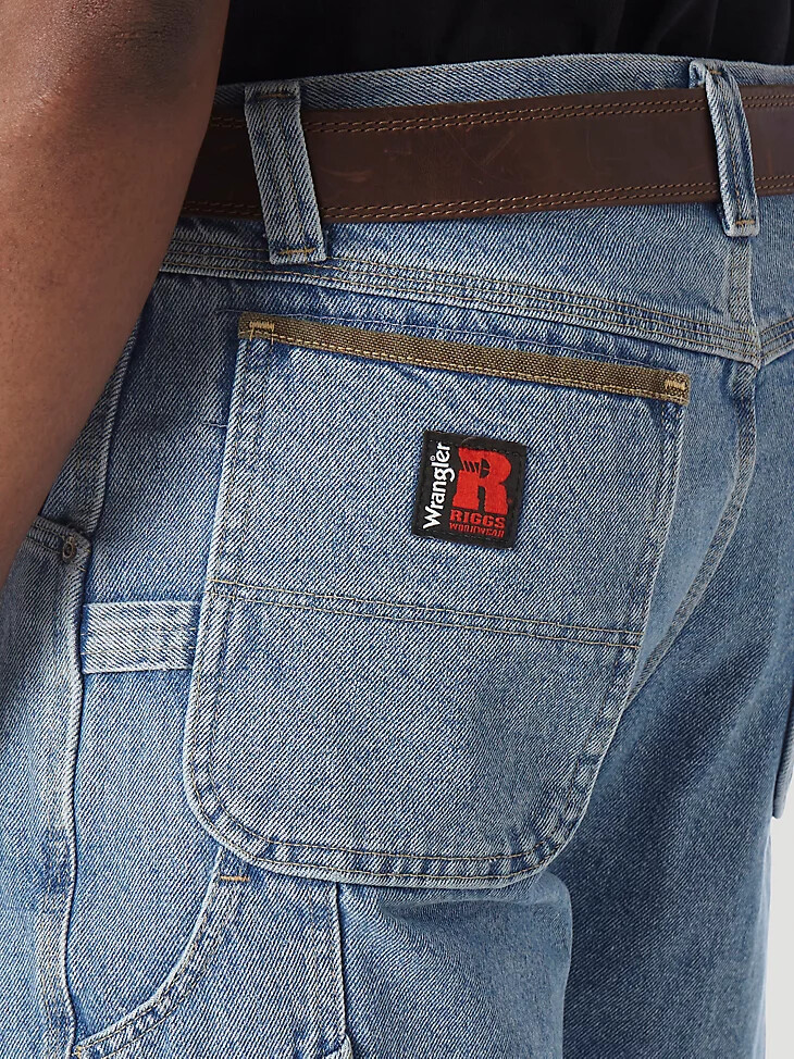 pantaloncini da carpentiere wrangler riggs workwear vintage indigo