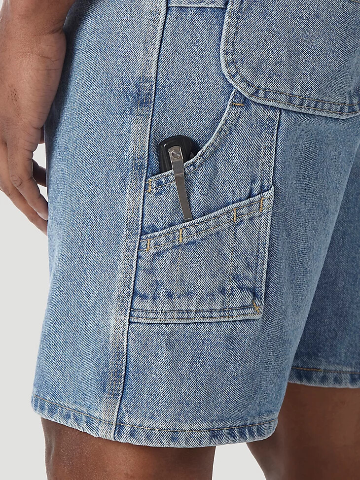 pantaloncini da carpentiere wrangler riggs workwear vintage indigo