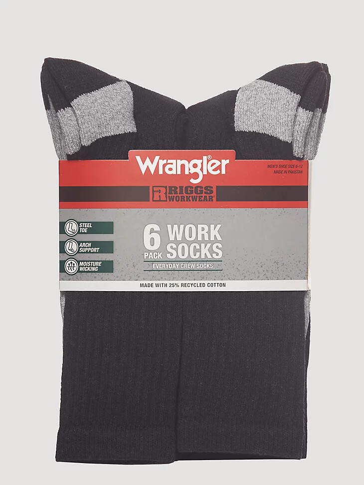 calzini riggs workwear ultra dry crew confezione da 6 neri